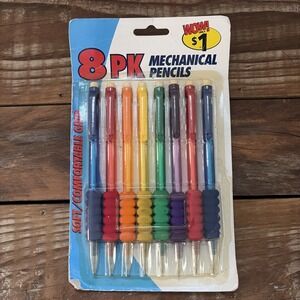 Vtg Mechanical Pencil Squishy Cushion Sof Grip Multi Color 8 pack .7mm Lead